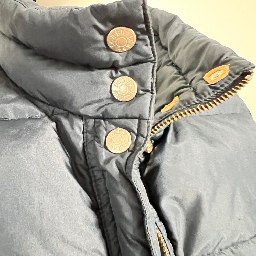 J. Crew Down Filled Quilted Blue Puffer Vest with High Collar | Size Large P - Picture 7 of 11